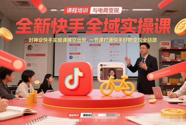 全新快手全域实操课，封神级快手实操课横空出世，一节课打通快手好物变现全链路-黑密阁