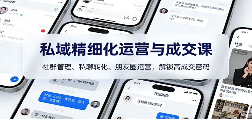 私域精细化运营与成交课：社群管理、私聊转化、朋友圈运营，解锁高成交密码-黑密阁