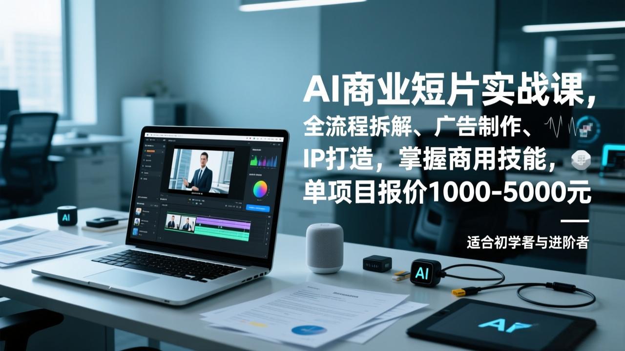 AI商业短片实战课，全流程拆解、广告制作、IP打造，掌握商用技能，单项目报价1000-5000元-黑密阁