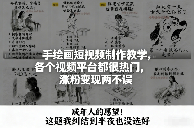 手绘画短视频制作教学，各个视频平台都很热门，涨粉变现两不误-黑密阁