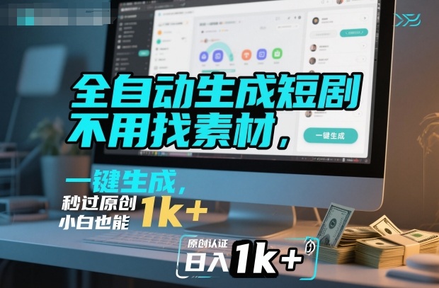 全自动生成短剧，不用找素材，不用剪辑，一键生成，秒过原创，小白也能轻松日入1k+【揭秘】-黑密阁