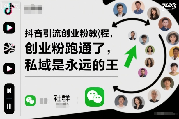 抖音引流创业粉教程，创业粉终于跑通了，私域是永远的王-黑密阁