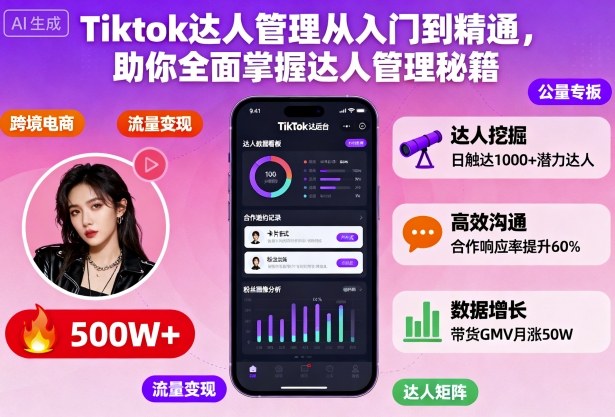 Tiktok达人管理从入门到精通，助你全面掌握达人管理秘籍-黑密阁