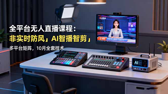 全平台无人直播课程：非实时防风＋AI智播智剪＋多平台矩阵，10月全套技术-黑密阁