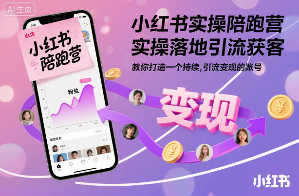 小红书实操陪跑营，实操落地引流获客，教你打造一个持续引流变现的账号-黑密阁