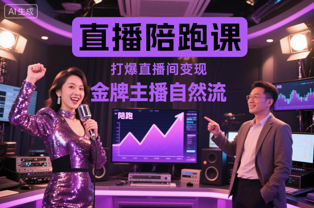 直播陪跑课，金牌主播自然流打爆直播间，复制高变现玩法-黑密阁
