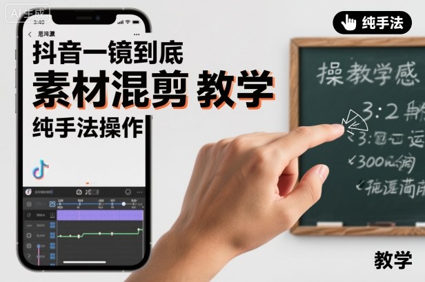 抖音一镜到底素材混剪教学，纯手法操作-黑密阁