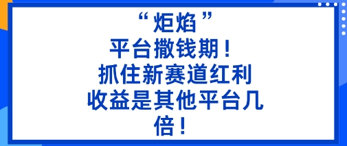 “炬焰”：平台撒钱期！抓住新赛道红利，5分钟二创内容，收益是其他平台几倍！-黑密阁