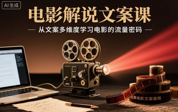 电影解说文案课,从文案多维度学习电影的流量密码-黑密阁