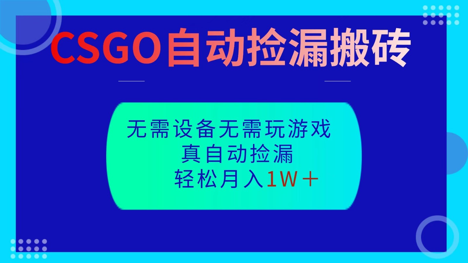 CSGO自动捡漏搬砖，当天操作当天见结果，无需了解游戏，包教包会包落地-黑密阁