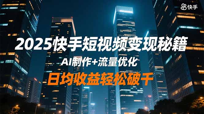 2025快手短视频变现秘籍，AI制作+流量优化，日均收益轻松破千-黑密阁