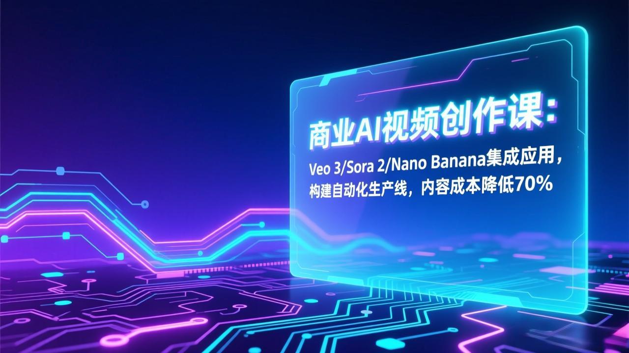 商业AI视频创作课：Veo 3/Sora 2/Nano Banana集成应用，构建自动化生产线，内容成本降低70%-黑密阁