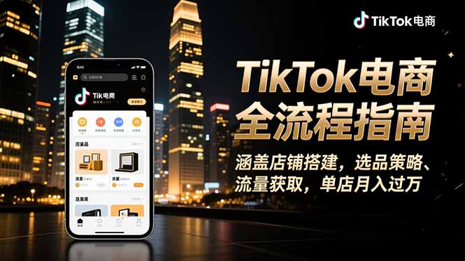 TikTok电商全流程指南，涵盖店铺搭建、选品策略、流量获取，单店月入过万-黑密阁