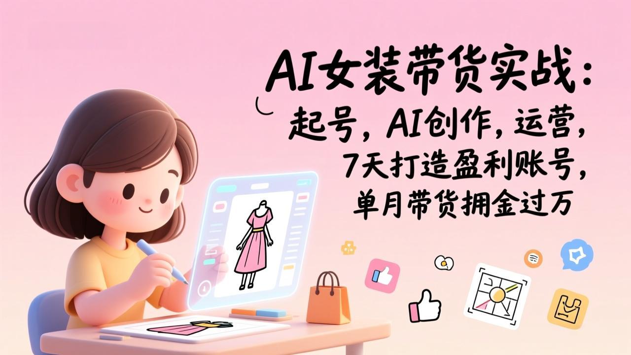 AI女装带货实战：起号，AI创作，运营，7天打造盈利账号，单月带货佣金过万-黑密阁