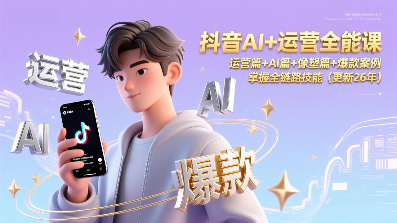 抖音AI+运营全能课，运营篇+AI篇+像塑篇+爆款案例，掌握全链路技能(更新26年-黑密阁