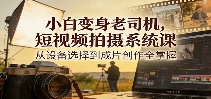 小白变身老司机，短视频拍摄系统课，从设备选择到成片创作全掌握-黑密阁
