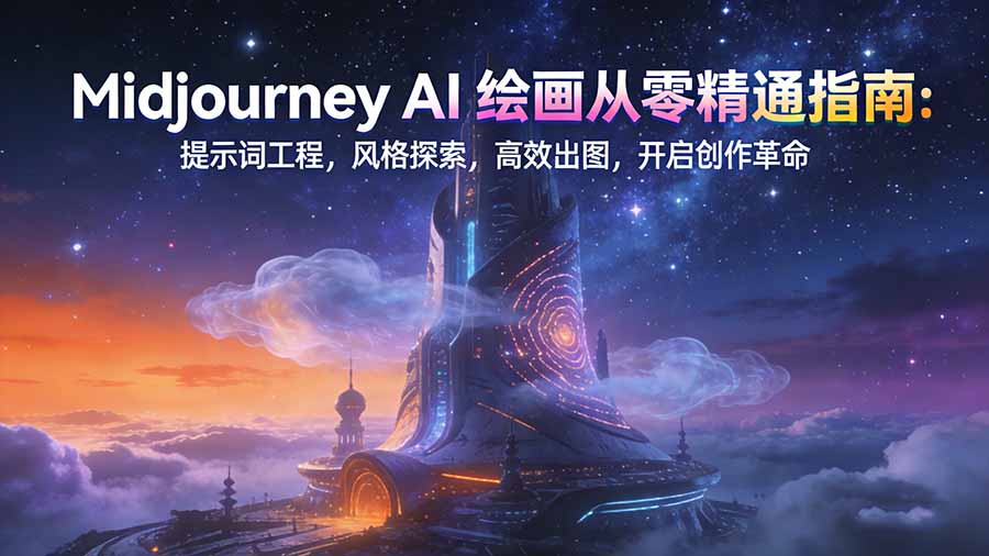 Midjourney AI绘画从零精通指南：提示词工程，风格探索，高效出图，开启创作革命-黑密阁