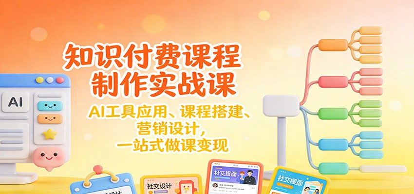 知识付费课程制作实战课：AI工具应用 、课程搭建、营销设计，一站式做课变现-黑密阁