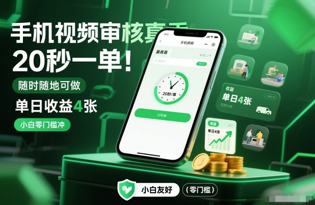 手机视频审核真香！20秒一单，随时随地可做，单日收益4张，小白零门槛冲【揭秘】-黑密阁