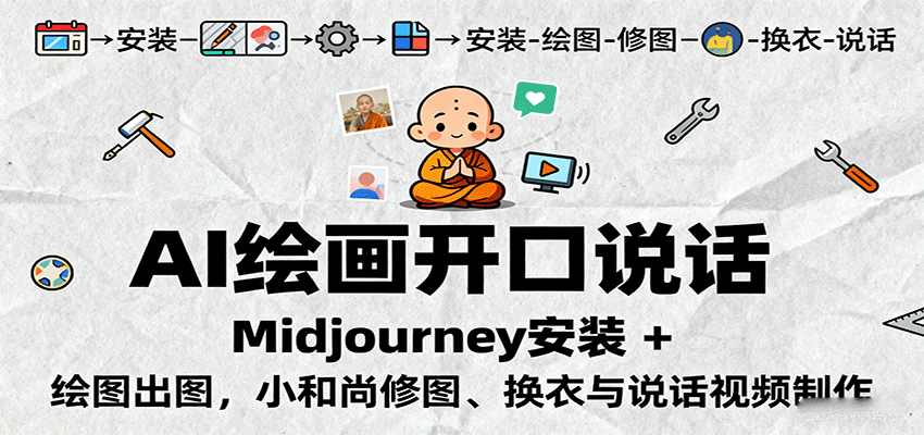 AI绘画开口说话，Midjourney安装 + 绘图出图，小和尚修图、换衣与说话视频制作-黑密阁