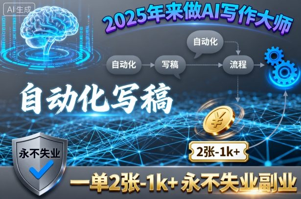 2025年来做AI写作大师，自动化写稿，一单2张-1k+，永不失业副业-黑密阁