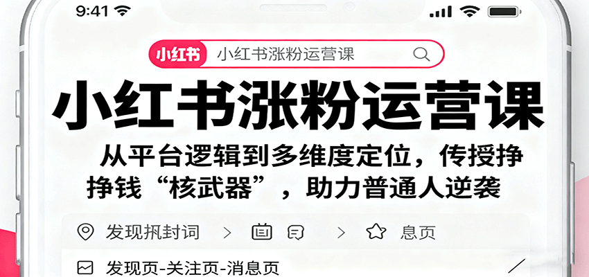 小红书涨粉运营课：从平台逻辑到多维度定位，传授挣钱 “核武器”，助力普通人逆袭-黑密阁