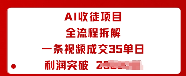 AI收徒项目全流程拆解一条视频成交35单日利润突破1k+-黑密阁