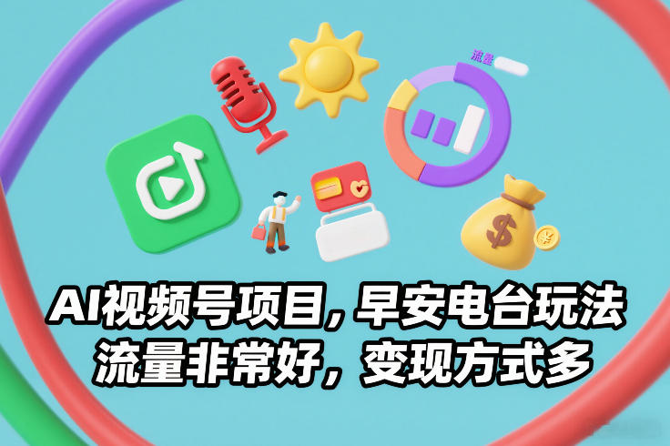 AI视频号项目，早安电台玩法，流量非常好，变现方式多-黑密阁