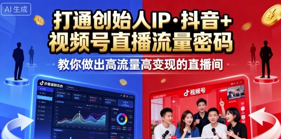25年直播9-10两期线下课，打通创始人IP，抖音+视频号直播流量密码，教你做出高流量高变现的直播间-黑密阁
