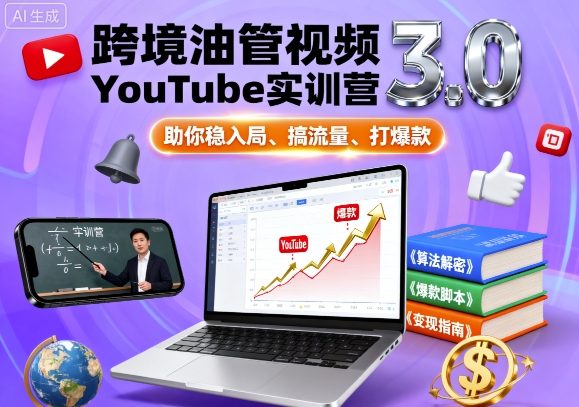 跨境油管视频YouTube实训营3.0，助你稳入局、搞流量、打爆款-黑密阁