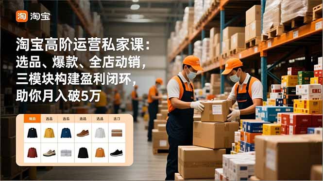 淘宝高阶运营私家课：选品、爆款、全店动销，三模块构建盈利闭环，助你月入破5万(更新12月-黑密阁