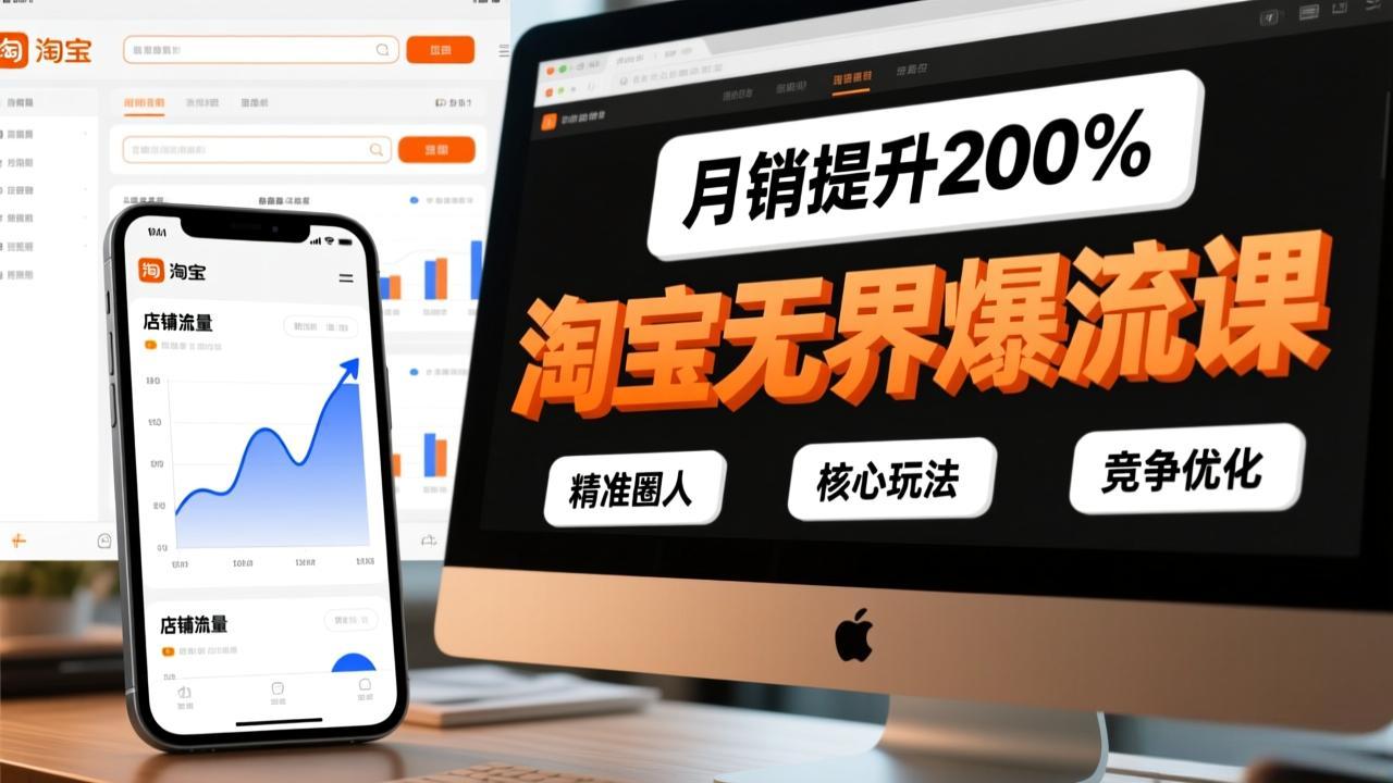 淘宝无界爆流课，精准圈人、核心玩法、竞争优化，快速引爆店铺流量，月销提升200%-黑密阁