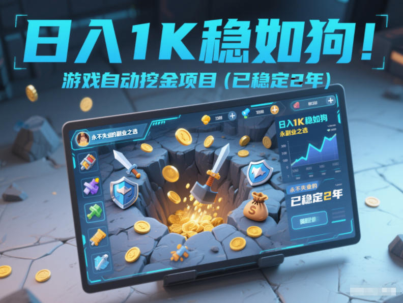 日入1K稳如狗！游戏自动挖金项目(已稳定2年)，永不失业的副业之选【揭秘】-黑密阁