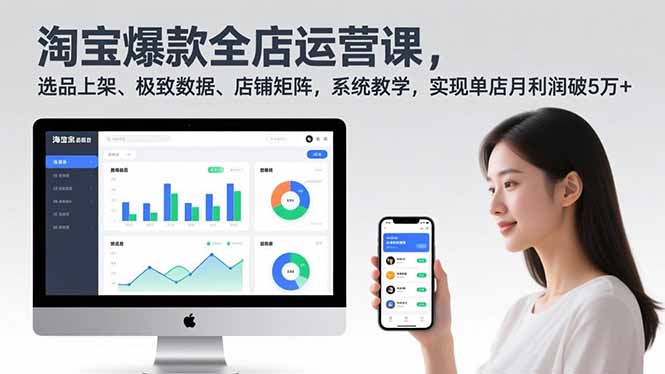 淘宝爆款全店运营课2.0，选品上架、极致数据、店铺矩阵，系统教学，实现单店月利润破5万+-黑密阁