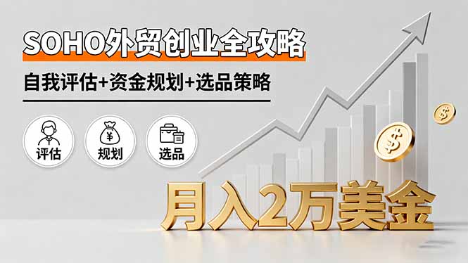 SOHO外贸创业全攻略，自我评估+资金规划+选品策略，月入2万美金-黑密阁
