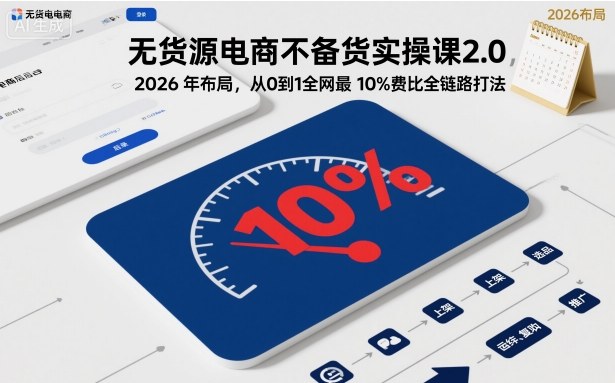 无货源电商不备货实操课2.0，2026年布局，从0到1全网最低10%费比全链路打法【更新】-黑密阁