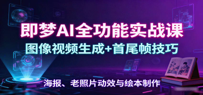 即梦AI全功能实战课：图像视频生成+首尾帧技巧，海报、老照片动效与绘本制作-黑密阁