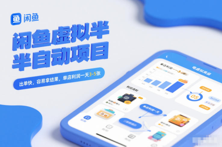 闲鱼虚拟半自动项目，出单快，容易拿结果，单店利润一天3-5张-黑密阁