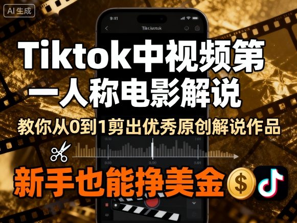 Tiktok中视频第一人称电影解说，教你从0到1剪出一个优秀的原创解说作品，新手也能挣美金-黑密阁