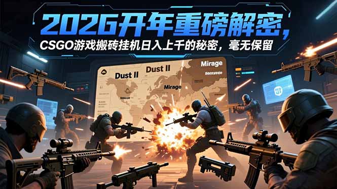 2026开年重磅解密，CSGO游戏搬砖挂机日入上千的秘密，毫无保留-黑密阁