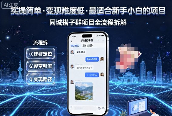 实操简单，变现难度低，最适合新手小白做的项目，每天轻松收入3张，同城搭子群项目全流程拆解-黑密阁