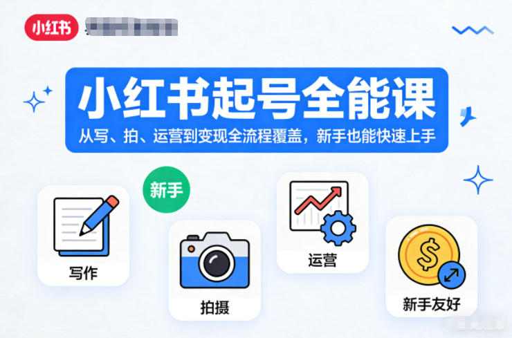 小红书起号全能课，从写、拍、运营到变现全流程覆盖，新手也能快速上手-黑密阁