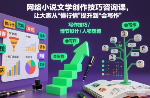 网络小说文学创作技巧咨询课，让大家从“懂行情”提升到”会写作”的高度-黑密阁