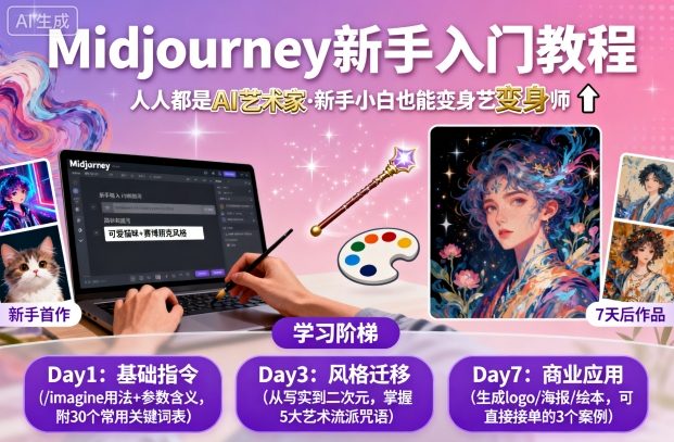 midjourney新手入门教程：人人都是AI艺术家，新手小白也能变身艺术大师-黑密阁