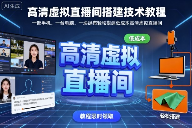 高清虚拟直播间搭建技术教程，一部手机、一台电脑、一块绿布轻松搭建低成本高清虚拟直播间-黑密阁
