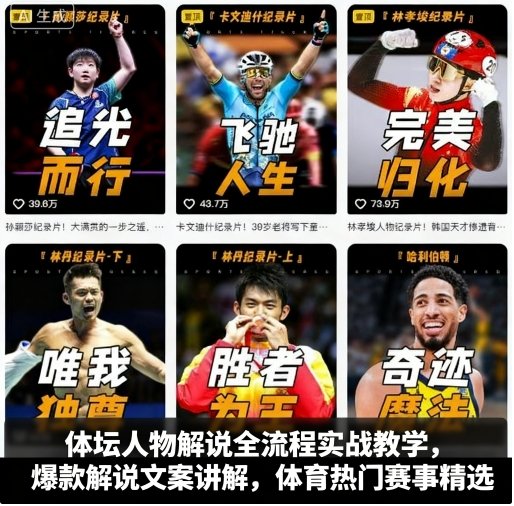 体坛人物解说全流程实战教学，爆款解说文案讲解，体育热门赛事精选-黑密阁