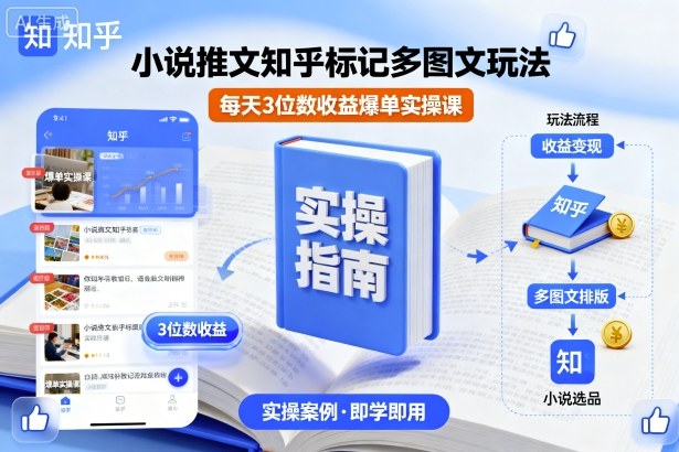 小说推文知乎标记多图文玩法，每天3位数收益爆单实操课-黑密阁