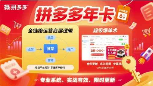 拼多多年卡，拼多多全链路运营底层逻辑，超级爆单术【更新26年1月】-黑密阁