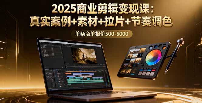 2025商业剪辑变现课：真实案例+素材+拉片+节奏调色，单条商单报价500-5000-黑密阁