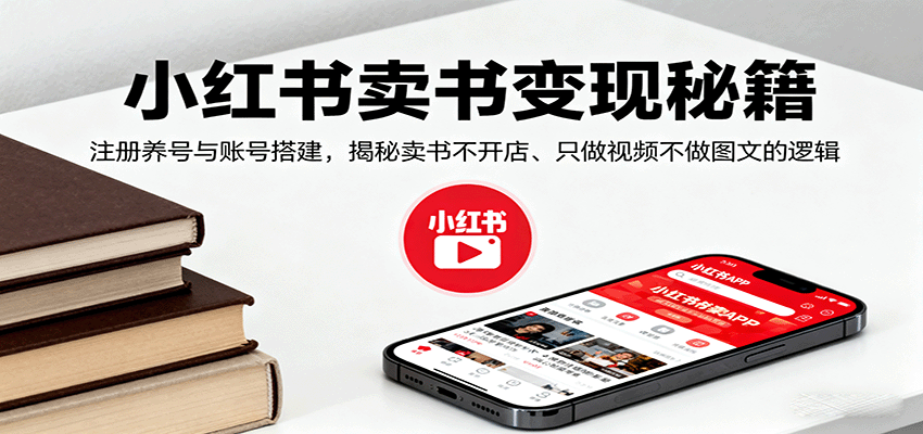 小红书卖书变现秘籍，注册养号与账号搭建，揭秘卖书不开店、只做视频不做图文的逻辑-黑密阁